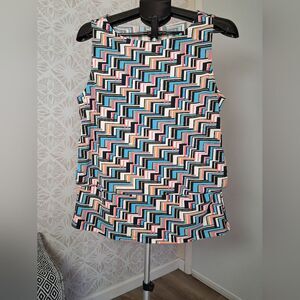 Ann Taylor Sleeveless Top Geometric Print Blouse